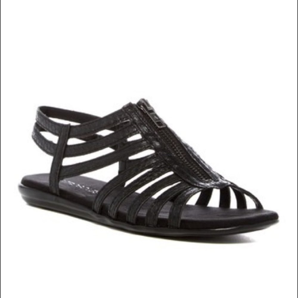 Aerosoles Black Gladiator Zipper Sandal Size 8.5